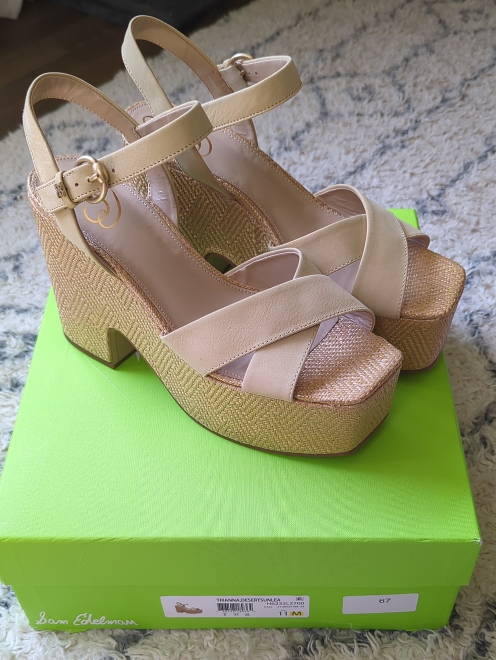 NIB- Sam Edelman Trianna Desert Sunlea Platform Wedge Sandals with Ankle Strap